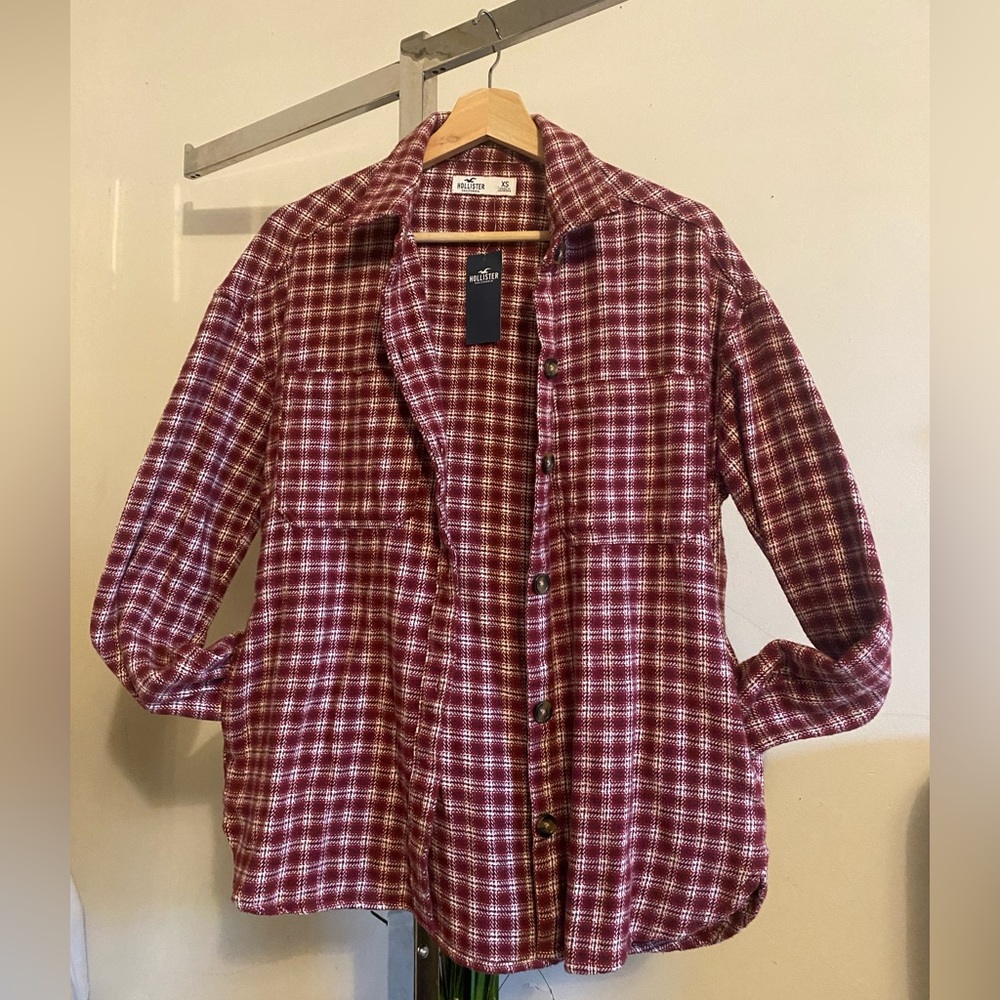 Womens Oversized Flannel Shirt Jacket XS